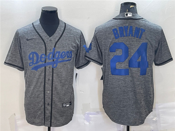 Men's Los Angeles Dodgers #24 Kobe Bryant Gray Cool Base Stitched Jersey